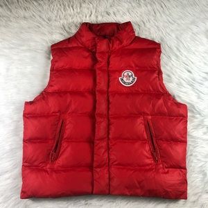 Mens Moncler Red Puffer Down Vest 
